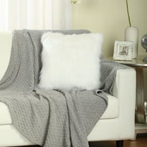 Nanshing Merino Style Super Soft & Fluffy Faux Fur Decorative Throw Pillow Cover, Cushion Case for Home Living Room, White, 2 Pack, 16" x 16"