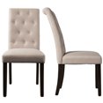 thumbnail image 6 of Upholstered Button Dining Chairs Set of 2, Tufted High Back Padded Dining Chairs w/Wood Legs, Classic Fabric Beige Linen Dining Side Chair, for Home/Kitchen/Living Room/Party, Beige, S12494, 6 of 7
