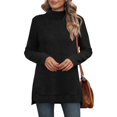 thumbnail image 4 of Womens Tunic Tops Turtleneck Long Sleeve Shirts Oversized Fall Sweaters Side Split High Low Hemline, 4 of 5