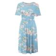 thumbnail image 2 of Lenago Women's Crewneck Short Sleeve Solid Mini Swing Dress with Pockets, 2 of 6