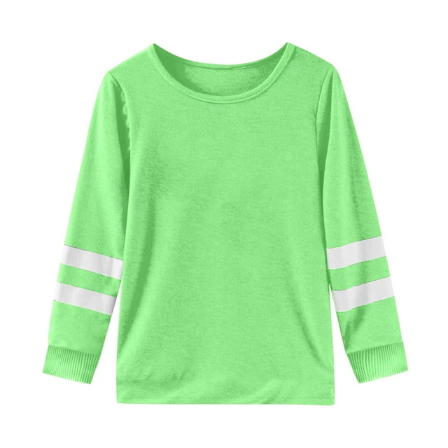 WEIYLL T-Shirts Filles Manches Longues Poignets Col Ras du Cou Patchwork Chauds Doux Hauts pour Enfant pour 8-9 Ans