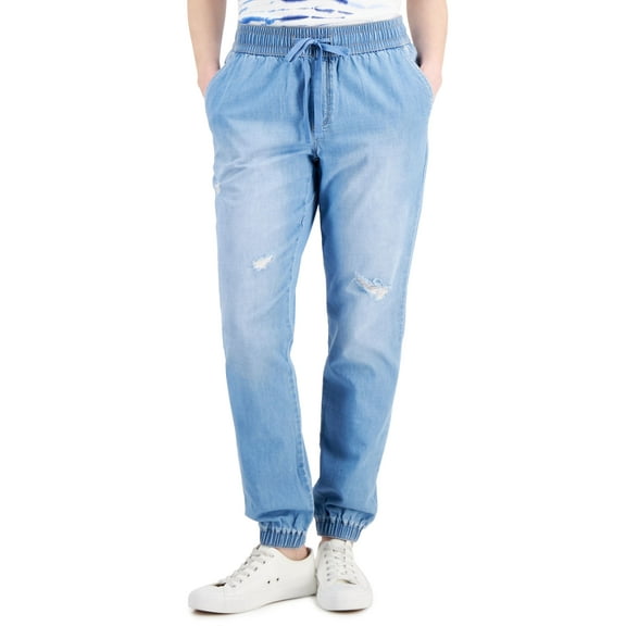 Style & Co Cotton Ripped Track Jeans Princeton Wash XL