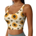 thumbnail image 2 of Goofa Sunflowers And Bee Printed Sports Bras for Women, High Impact Running Bra Workout Crop Tank Tops Longline Sports Bra Push up-XX-Large, 2 of 9