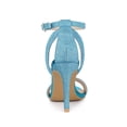 thumbnail image 3 of BLISSFUL STEP Women's Shoes Glitter Stiletto Heel Sandals Ankle Strap Open Toe Party Shoes Lake Blue 10, 3 of 8