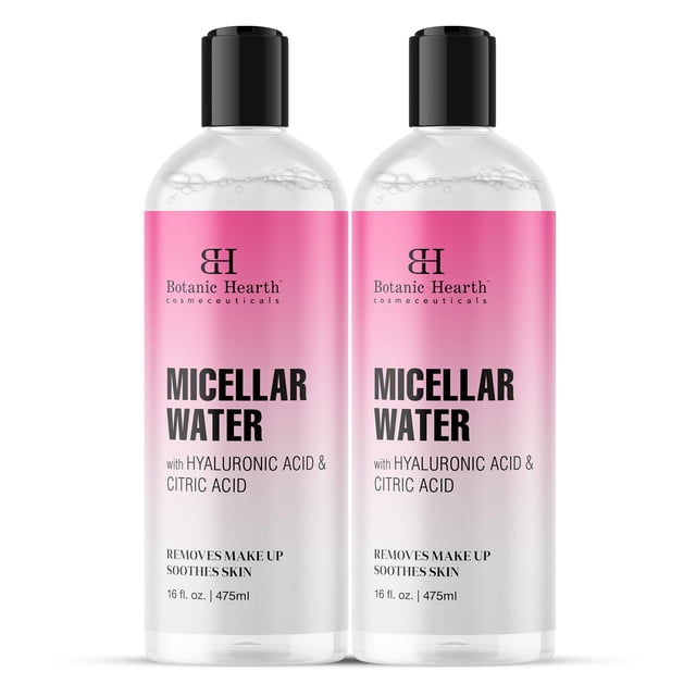 El agua micelar Botanic Hearth limpia suavemente 480 ml, paquete de 2