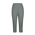 thumbnail image 4 of GHSOHS Leggings for Women Capri Leggings for Women's Tummy Control Knee Length Capri Leggings 2024 Summer Cropped Pants Casual Solid Comfy Capris Shapewear Jeans Grey Jeggings Capris Pants Capri,L, 4 of 5