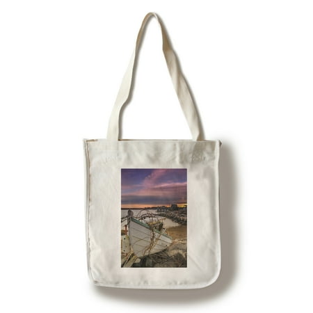 Fishing Boat on Shore - Lantern Press Photography (100% Cotton Tote Bag -