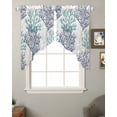 thumbnail image 2 of Teal Blue Grey Coral Coastal Swag Valances for Windows, Summer Beach Seaside Nautical Rod Pocket Sheer Valances for Windows, Swag Toppers Light Filtering for Kitchen Living Room 2 Panels 28''x36'', 2 of 6