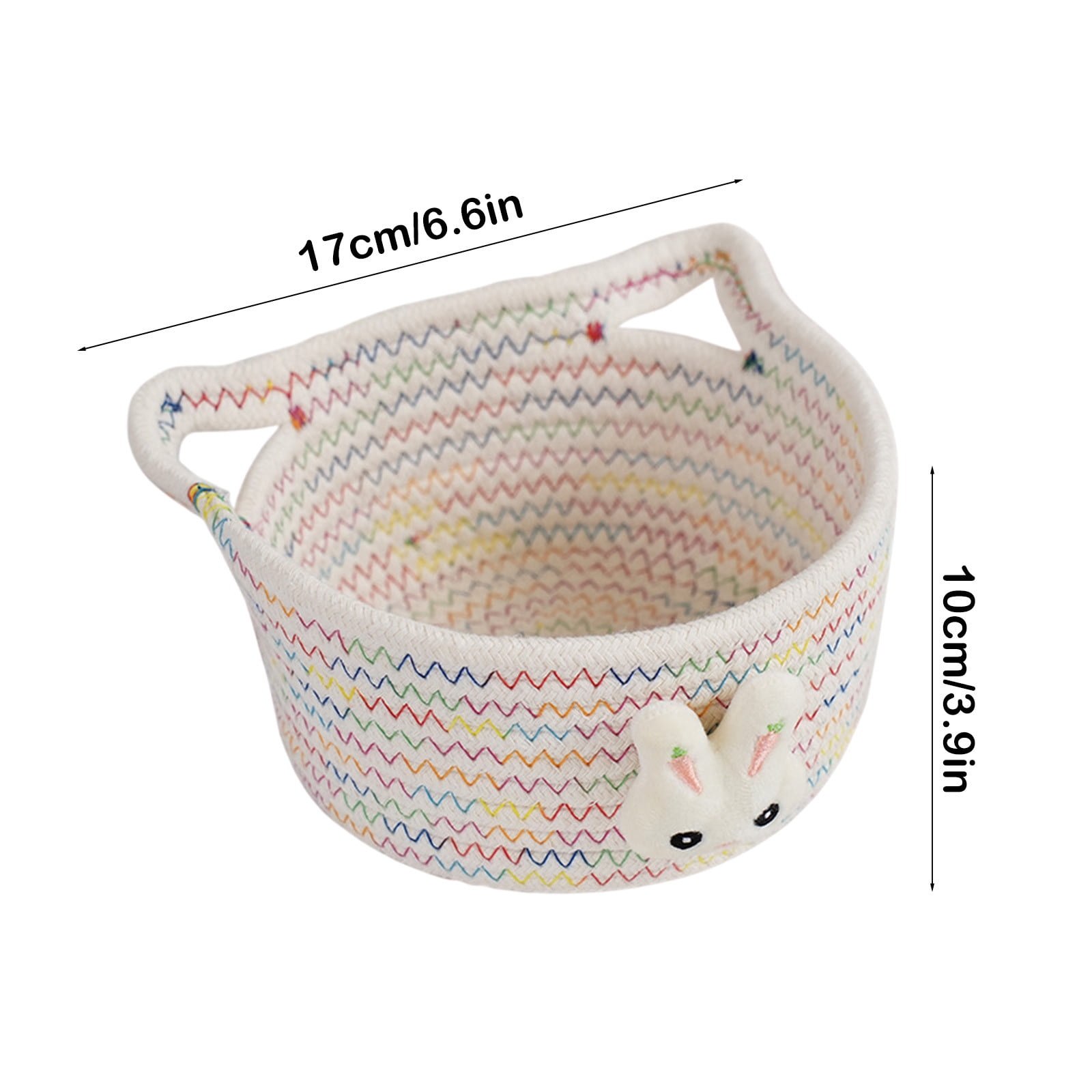 Tyidzon Easter Bunny Storage Basket, Candy Gift Bag, Cotton Rope Woven Storage Basket Easter Egg Decorations Organizers and Storage Baskets