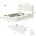 thumbnail image 2 of Boucle Full Bed Frame with Storage Headboard, Upholstered Bed Frame Full Size with Charging Station, LED Lights, 4 Storage Drawers, No Box Spring Needed, Noise Free, Beige, 2 of 9