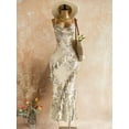 thumbnail image 4 of Women's Vintage Floral Print Draped Neck Layered Ruffle Hem Maxi Dress, Vacation Summer Style, 4 of 10