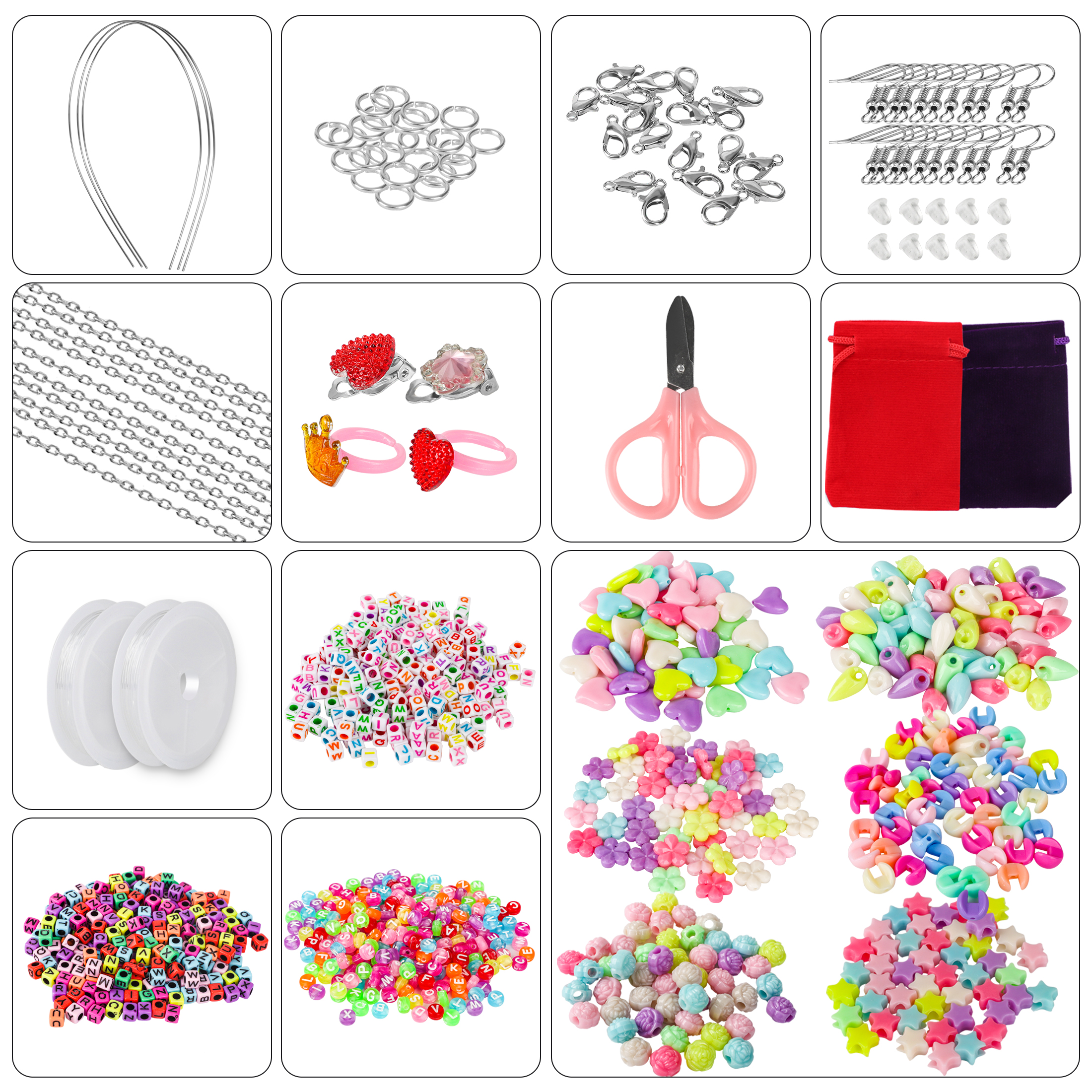 EEEkit DIY Bracelet Making Kit for Girls, Jewelry Craft Beads Set with Seed Beads, Letter Beads, Charms, Elastic String, Pendant Accessories, Friendship Bracelet Kit