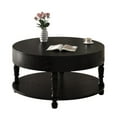 thumbnail image 5 of Hassch Flip-Top Coffee Table with Hidden Storage & Open Shelf, Dual-Tier Round Center Table w/ Solid Wood Legs, Modern Living Room Furniture, Black, 5 of 6