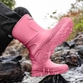 thumbnail image 6 of Xfvqtps Womens Mid-Calf Rain Boots Pull on Round Toe Waterproof Shoes for Gardening Camping Kitchen Daily Errands, 6 of 8