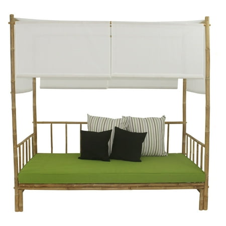 Statra Bamboo Daybed With Canopy Mattress And Throw Pillows Statra Bamboo Daybed With Canopy Mattress And Throw Pillows