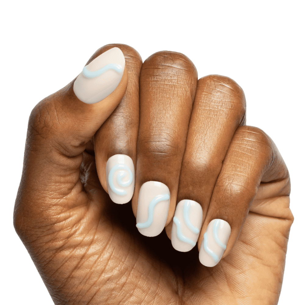 Olive & June + Bubble Instant Mani Short Round Press-on Nails, Puffy Swirls, 42 Pieces