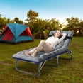 SLSY Folding Camping Cot with 2 Sided Cushion & Pillow, Adjustable 5
