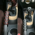thumbnail image 5 of Deyuer Car Faux Leather Gear Shift Knob Cover Hand Brake Cover Sleeve 2 in 1 Set,Black + White, 5 of 8