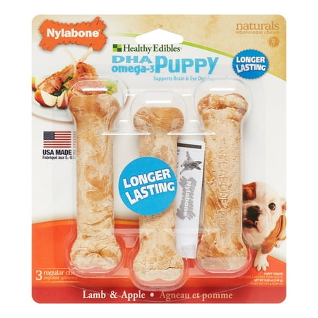 UPC: 0018214821458 | Nylabone Healthy Edibles Puppy Chews Lamb and Apples 3 Chewables