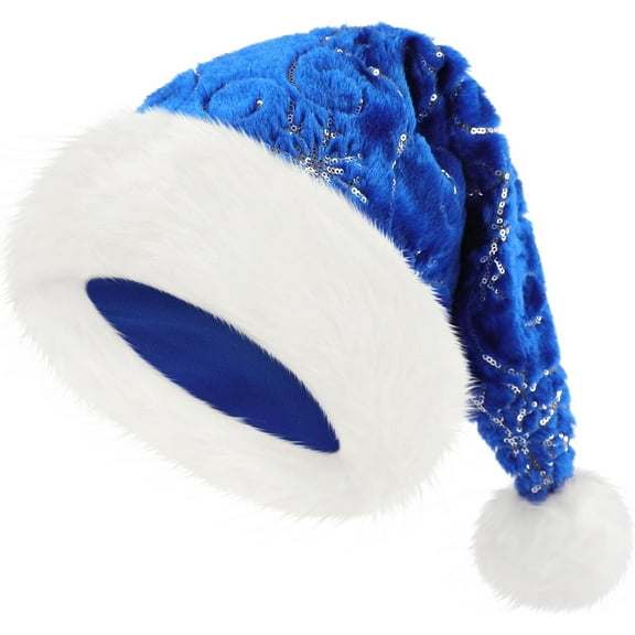 Ludolm Santa Hat Sequin Christmas Hat for Adult Party Hat for New Year Xmas