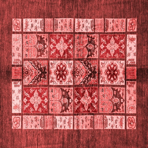 Ahgly Company Indoor Square Abstract Red Modern Area Rugs, 3' Square