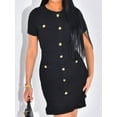 thumbnail image 3 of Women'S Dress Short Sleeve Elegant Wedding Cocktail Bodycon Midi Fishtail Dresses Black XL, 3 of 5