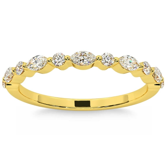 Pompeii 1/2Ct Marquise Cut Wedding Ring Anniversary Band 14k Gold Lab Grown (G/H,VS2-SI1)