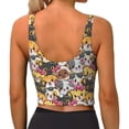 thumbnail image 3 of Haiem Cute Cat Cartoon Pattern Womens Sports Bra - U Neck Padded Low Impact Yoga Bra Workout Crop Top Gym Moisture-Wicking Workout Vest -XX-Large, 3 of 9