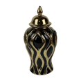 thumbnail image 3 of Jarrón de jengibre de porcelana, jarrón de jengibre de cerámica con tapa, decoración artesanal de porcelana S Negro y Oro, 3 of 9