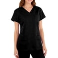 thumbnail image 4 of Womens V-Neck Scrub Tops – Stretchy Breathable Top with Pockets, Modern Classic Fit Black XL, 4 of 4