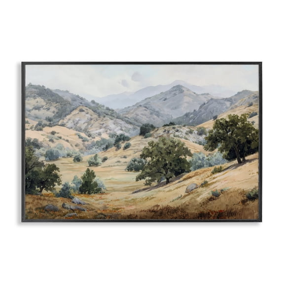 Stupell Industries Traditional Mountains and Trees Valley View Black Framed Giclee Art, 18 x 12, by Petals Prints Design