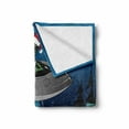 thumbnail image 2 of Outer Space Soft Flannel Fleece Throw Blanket, Alien Santa Claus Hat Kidnaps a Tree with Ornaments Night Airship Print, Cozy Plush for Indoor and Outdoor Use, 60" x 80", Green Blue, by Ambesonne, 2 of 6