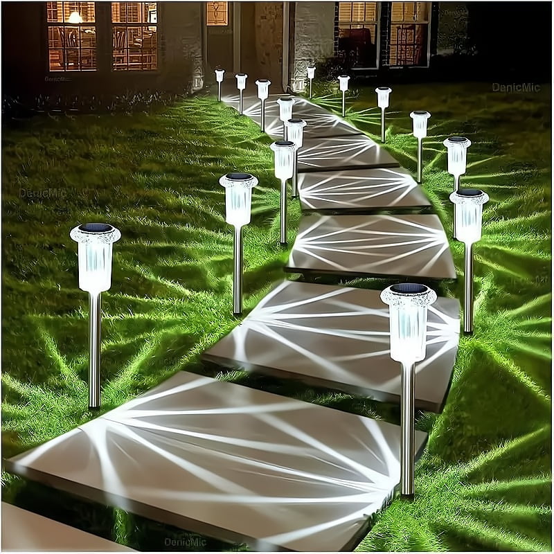 Solar Street Lights Outdoor, 12 Pack LED Pathway Lights – Warm White, IP65 Waterproof, Auto on/off for Garden, Walkway, Patio, Driveway, Landscape