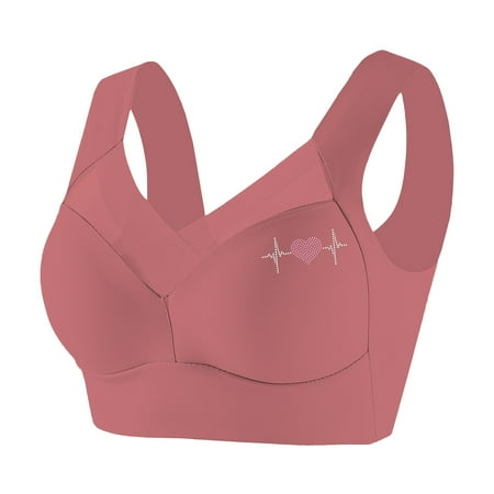 HYSYSB Sports Bras for Women balconette Bras for Women bras No Underwire Full Support compression Bra without Ring Vest Underwear Thin Side Breasts Gathered Bra plus Size Sports Bra Hot Pink 3XL