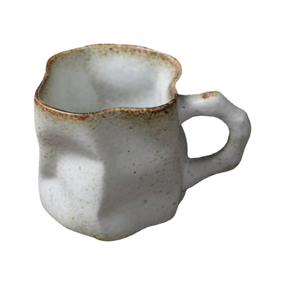 Rongfmy Mug Irregular Tea Ceremony Accessories Holiday Gift Rough Pottery Coffee Mug white