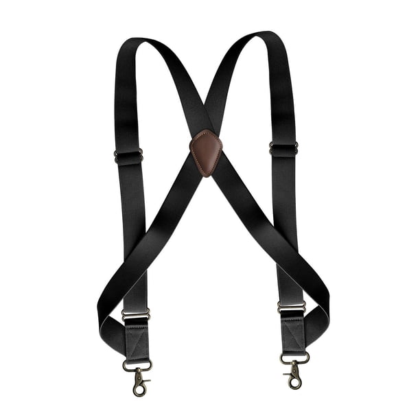 Jumpingount Mens Suspender Swivel Hook X Shaped Suspenders Elastic 1.4 Adjustable Wide Accesorios de disfraces Negro