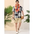thumbnail image 3 of Unique Bargains Men's Summer Checked Short Sleeve Color Block Hawaiian Plaid Shirts Gray 2XL, 3 of 6