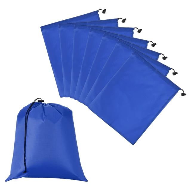 Bolsa con Cordón Uxcell con Cierre, Saco de Almacenamiento Impermeable para Viajes de Gimnasio 14" x 16" & 8 Paquete & Azul Zafiro