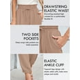 thumbnail image 5 of Chiclily Womens Elastic High Waist Pants Drawstring Work Trousers Joggers Trendy Harem Pants with Pockets, Wheat Size L, 5 of 8