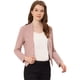 thumbnail image 1 of Chaqueta Corta Casual de Negocios de oficina sin cuello Allegra K Rosa Oscuro XS, 1 of 5