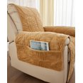 thumbnail image 4 of Yumcute Palm Leaves Velvet Plush Quilted Recliner Chair Cover Anti-Slip Super Soft Furniture Protector with Elastic Straps for Kids, Dogs, Pets Khaki 24in, 4 of 13