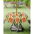 thumbnail image 4 of nqOlkjepod Orange Green Geometric Outdoor Tablecloth with Umbrella Hole & Zipper, Abstract Moire Contemporary Round Table Cover 54 Inch, Dining Waterproof Table Cloth Protector for Patio/Party, 4 of 7