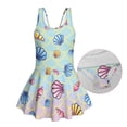 thumbnail image 3 of FOR U DESIGNS Girls' Sleeveless One-Piece Swimsuit Comfortable Tank Bathing Suit Swimwear with Short Toddler Girls Swimsuit, Scallops Fish Scales, 3 of 7