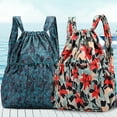 thumbnail image 4 of Women Boho Floral Print Drawstring Backpack Foldable Sports Tote Bag Sackpack, 4 of 8