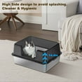 thumbnail image 6 of Stainless Steel Cat Litter Box With Lid, High-Sided Cat Litter Tray With Scoop And Anti-slip Mat, Removable Metal Cat Litter Tray, Easy To Clean, 6 of 7