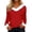 Red, variant on VJGBEGW Women's Christmas Long Sleeve T-Shirt with White Furry V-Neck & Cuffs Festive Holiday Top for Winter Parties & Casual Wear Black2 L