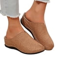 thumbnail image 2 of HTHLVMD Women's Embossed Mules, Closed Toe Slip On Shoes, Home Casual Shoes, Retro Leather Shoes, Closed Toe Clogs for Women Slip-On Mules: Comfortable Women's Mule & Clog, Light Brown 8, 2 of 7