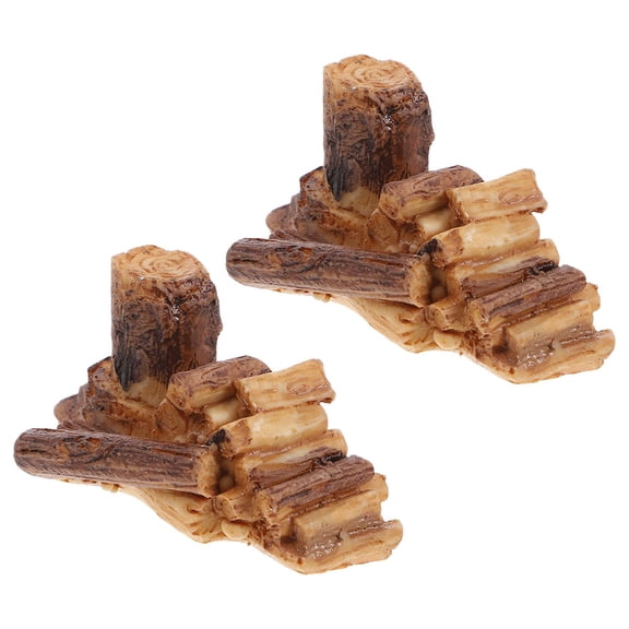 OULII 2pcs Dollhouse Craft Wood Miniature Firewood Pile Resin Micro Landscape Decoration For Outdoor Micro Landscape
