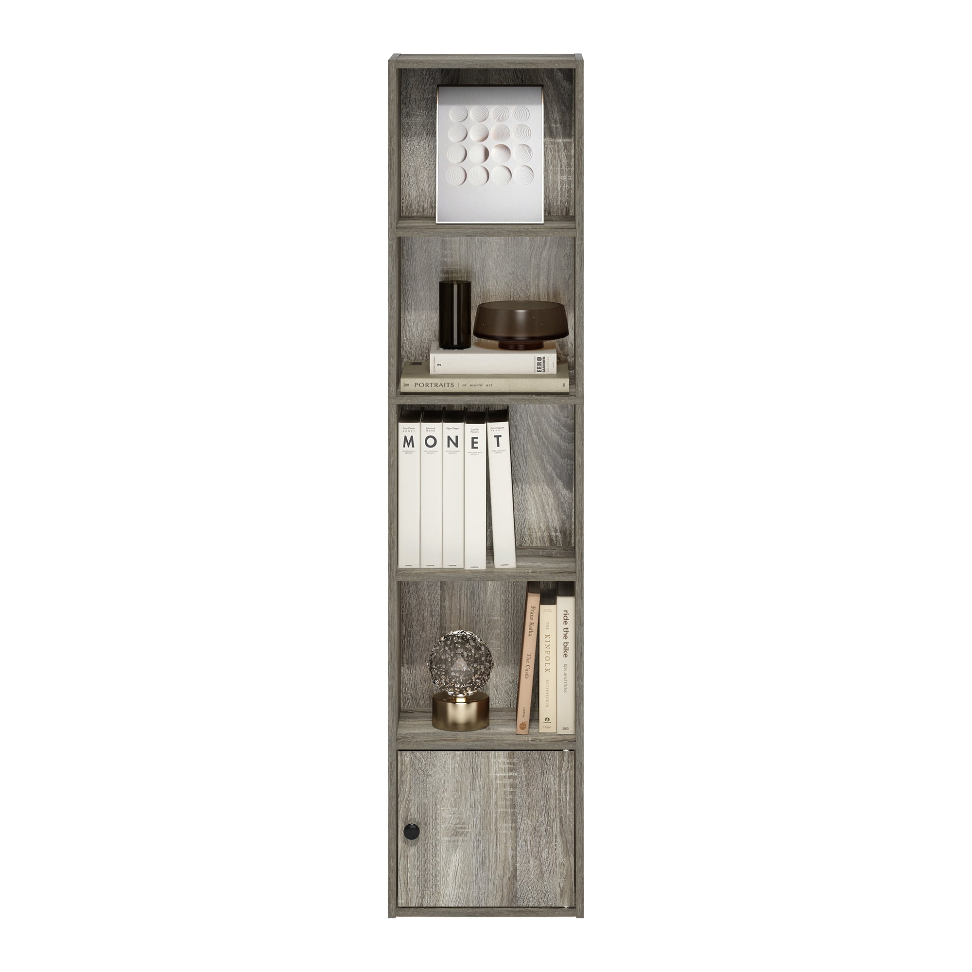 Furinno Luder Adult 4-Shelves Bookcase with Shelf Panels, Hardware Pack, Assembly Instruction, French Oak