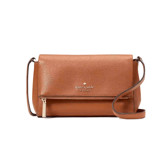 Kate Spade Leila Mini Zip Warm Ginger Pebble Leather Crossbody Bag KE487 $329